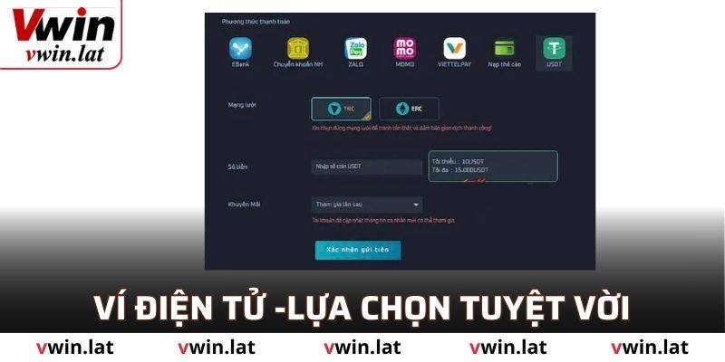 Ví điện tử - lựa chọn tuyệt vời để trải nghiệm nạp tiền VWIN.